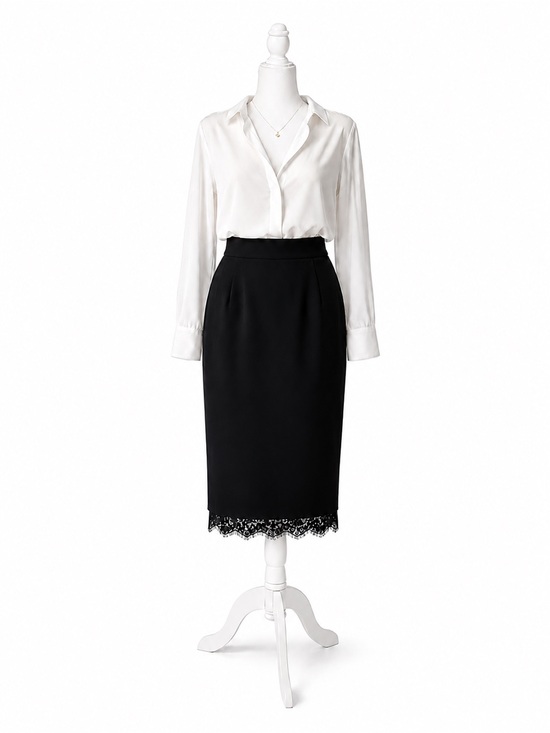 Dolce & Gabbana Dresses & Skirts - Dolce & Gabbana Black Lace Trim Pencil Skirt IT 52 US 16